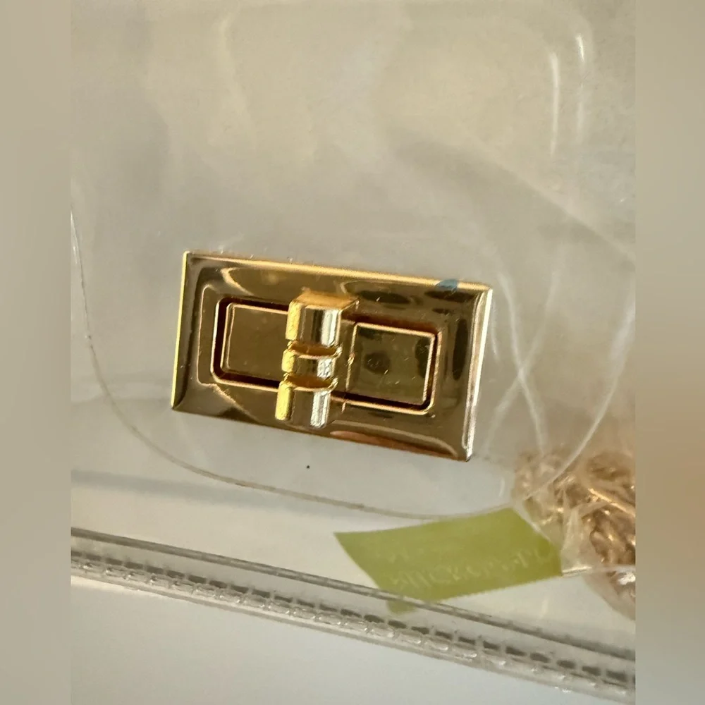 NWT Boutique CLEAR Shoulder Bag with chunky gold chain. - Picture 4 of 7